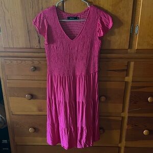 Vibrant Pink Smocked Mini Dress